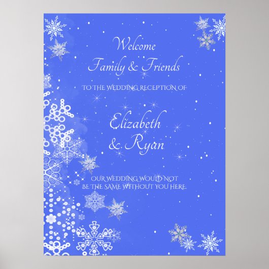 Poster Winter Wonderland, Snowflakes, Mariage Welcome (Devant)
