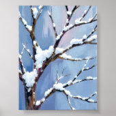 Poster Winter Wonderland Snowy Tree Branches Painted (Devant)