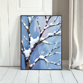 Poster Winter Wonderland Snowy Tree Branches Painted