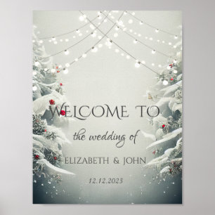 Poster Winter Wonderland, String Lights Mariage de neige