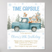 Poster Winter Woodland Birthday Time Capsule Sign (Devant)
