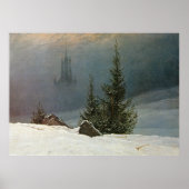 Poster Winterlandschaft mit Kirche (Devant)