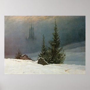 Poster Winterlandschaft mit Kirche