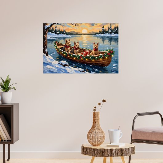 Poster Wire Fox Terrier Christmas Boat Holiday (Salon 3)