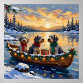 Poster Wirehaired Pointing Griffon Christmas Boat Holiday (Devant)