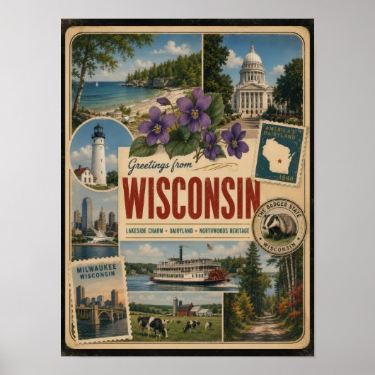 Poster Wisconsin Style Authentique Vintage (Devant)