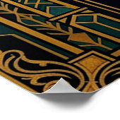 Poster Wise Owl Silhouette Art Deco Midnight Gold (Coin)