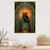 Poster Wise Owl Silhouette Art Deco Midnight Gold (Cuisine)