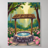 Poster Wishing Well Magical Floral Forest Art (Devant)