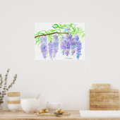 Poster Wisteria Fleur Arbre Branche Aquarelle Botanique (Cuisine)
