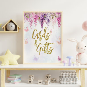 Poster Wisteria Parties scintillant Papillon Cartes d'ann
