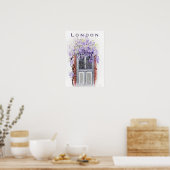 Poster Wisteria season in London grey door watercolour  (Cuisine)
