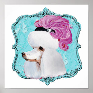 Poster  wit roze Pet