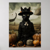 Poster Witch Cat with Pumpkins  (Devant)