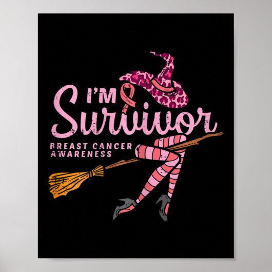 Poster Witch Im A Survivor Halloween Cancer du Sein (Devant)