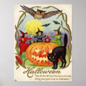 Poster Witches Dancing Around Jack O' Lantern (Devant)