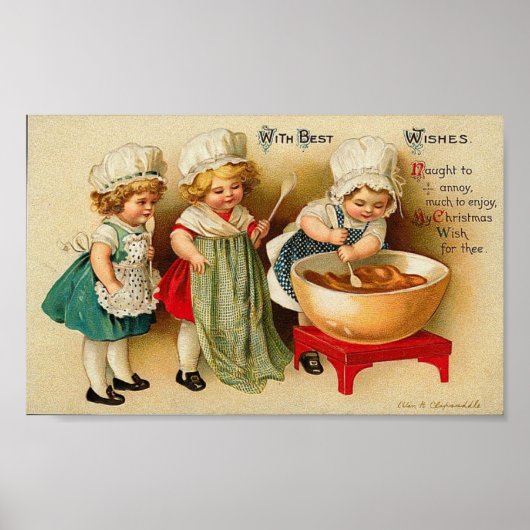 Poster With Best Wishes Children Baking Card (Devant)