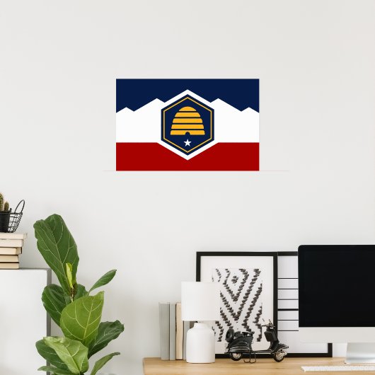 Poster with Flag of Utah, USA (Thuiskantoor)