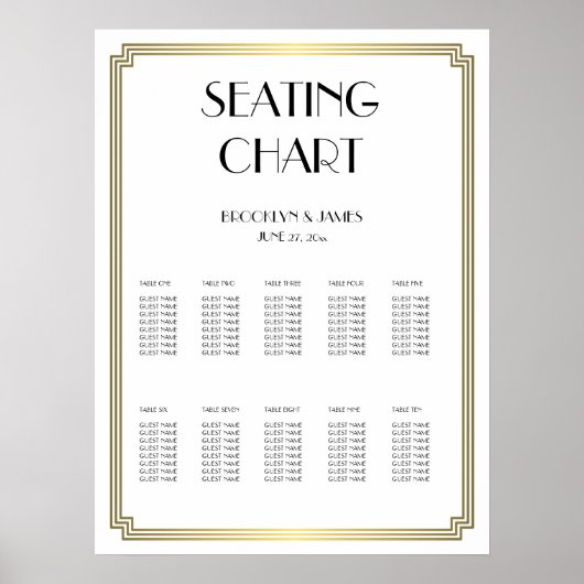 Poster witte en gouden bruiloft (Voorkant)