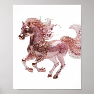 Poster Witty Silver ROSE OR PINK HORSE Design Moderne