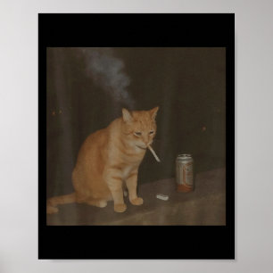 Poster Wizard Cigarette Kitten Drôle Fumer Cat Meme Bra
