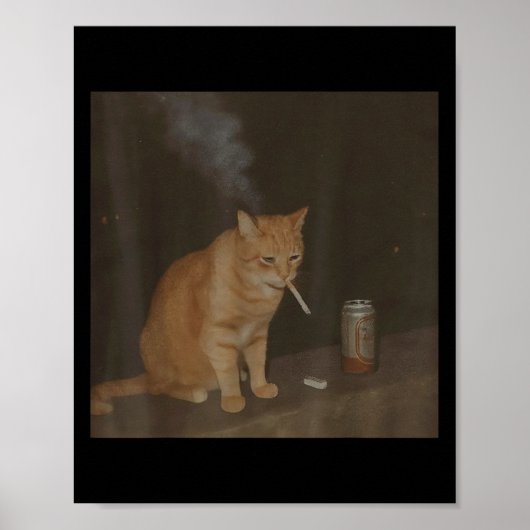 Poster Wizard Cigarette Kitten Drôle Fumer Cat Meme Bra (Devant)