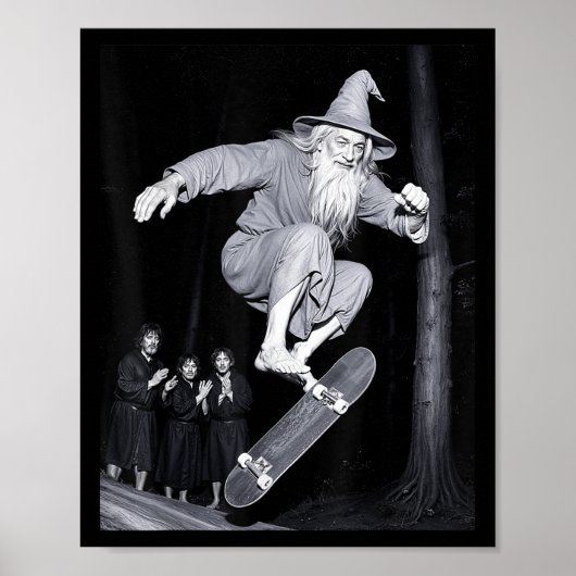 Poster Wizard Skateboard Funny Meme Skater Halloween G (Devant)