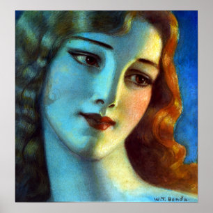 Poster Władysław T. Benda Chef de la Fille avec Longue Bl