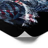 Poster Wolf 4 juillet Drapeau Américain Howves Wolves Und (Coin)
