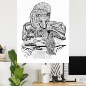 Poster Wolf and Raven black and white design (Bureau à domicile)