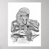 Poster Wolf and Raven black and white design (Devant)