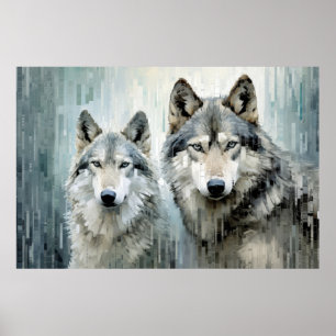 Poster Wolf Animal Art Décor Peinture Mosaïque