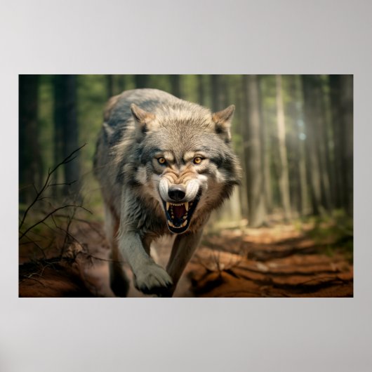 Poster Wolf Animal Nature sauvage majestueuse (Devant)