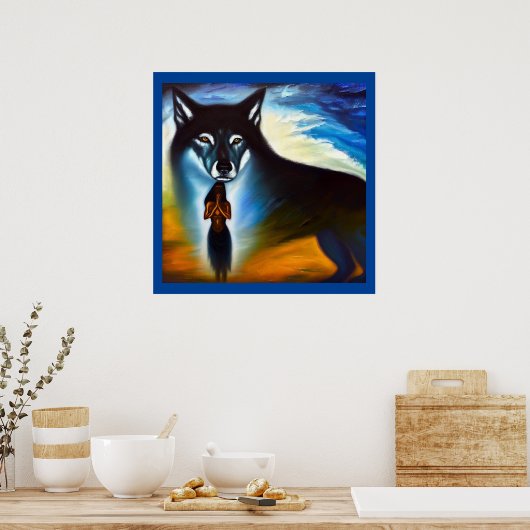 Poster Wolf animal Spirit 4 (Cuisine)