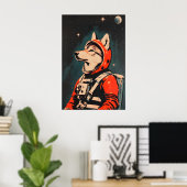 Poster Wolf Astronaut Poster, Wolf Retro Print, Wolf (Bureau à domicile)