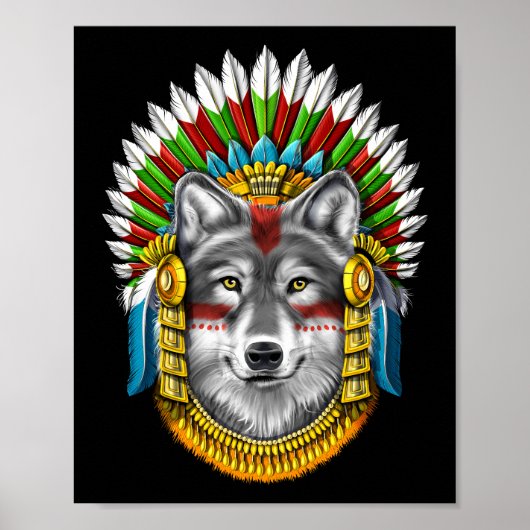 Poster Wolf Aztec (Devant)