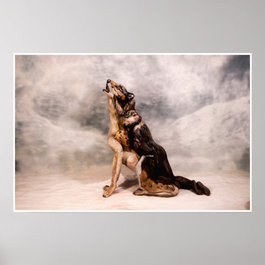 Poster Wolf Bodypainting Illusion (Devant)