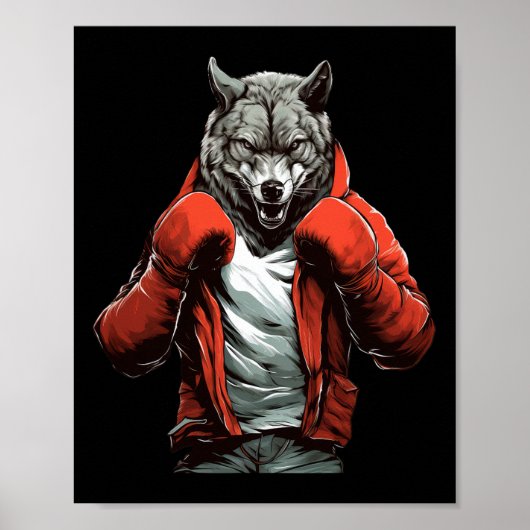 Poster Wolf Boxer Boxing Mixed Martial Arts Kickboxing  (Devant)