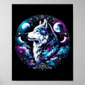 Poster Wolf Celestial Dream Night Howling Moon Funny Wolv (Devant)