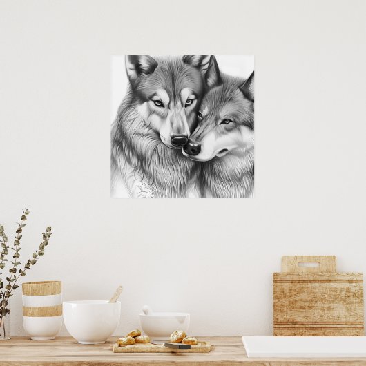 Poster Wolf Couple (Cuisine)