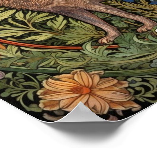 Poster Wolf dans la forêt Art nouveau (Coin)