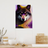 Poster Wolf dans la réflexion pourpre (Cuisine)