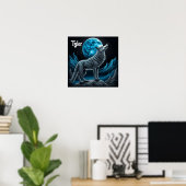 Poster Wolf debout devant la Pleine lune | Art AI (Bureau à domicile)