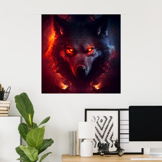 Poster Wolf Fire (Thuiskantoor)