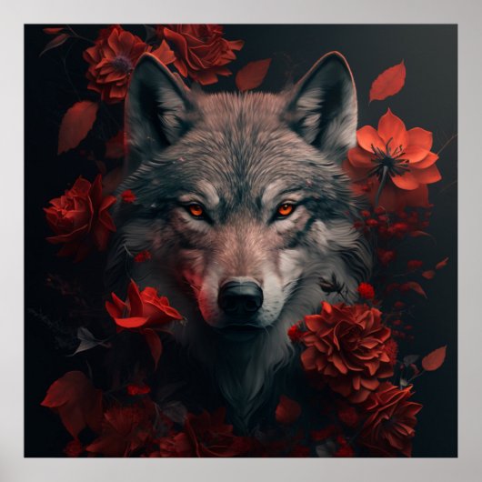 Poster Wolf Fleur (Devant)