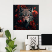 Poster Wolf Fleur (Bureau à domicile)