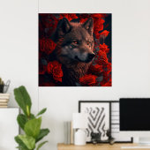 Poster Wolf Fleur (Bureau à domicile)