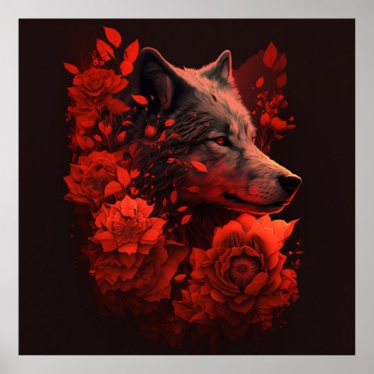 Poster Wolf Fleur (Devant)