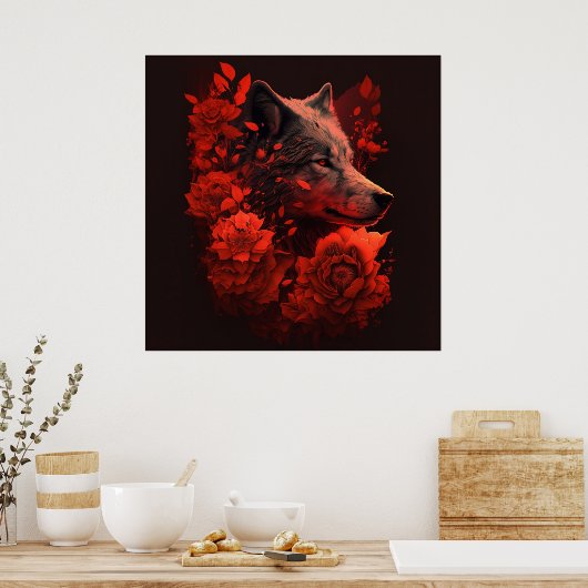 Poster Wolf Fleur (Cuisine)