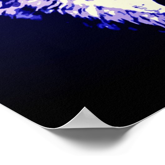 Poster Wolf Fullmoon Blue Black (Coin)